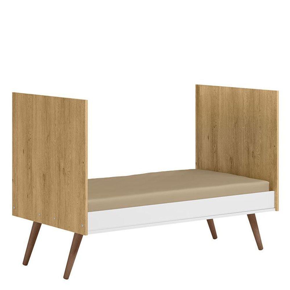 Berço Americano Q Encanto 3820 Retrô Freijó Toq Branco Acetinado Com Colchão Tend Tudo - Qmovi - 4