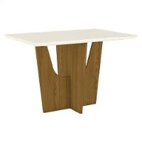 Mesa De Jantar Vértice 120 Cm Ambiente Canto Reto Com Vidro Nature Off White - Henn - 5