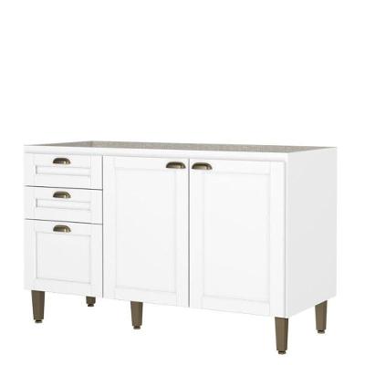 Balcão De Cozinha 120 Cm 2 Portas E 3 Gavetas Sem Tampo Classy Branco - Thb