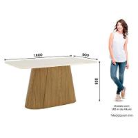 Mesa De Jantar Olivia 160 Cm Canto Arredondado Com Vidro Nature Off White - Henn - 2