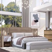 Cabeceira Casal Com Mesas De Cabeceira Formosa Glass Rustic Acetinado - Thb - 2