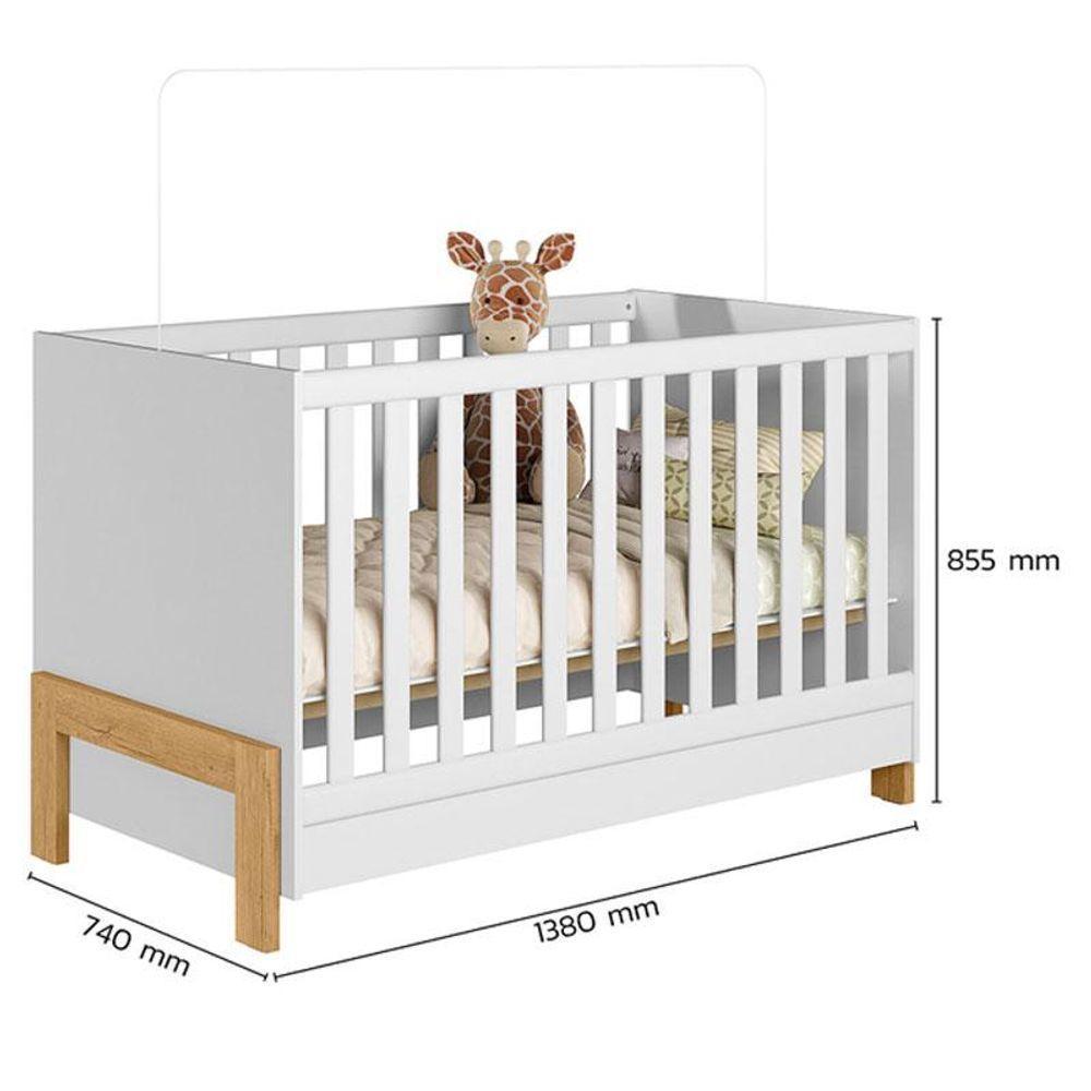 Berço Americano Mini Cama Fantasia 4300 Branco Acetinado Com Colchão Tend Tudo - Qmovi - 3