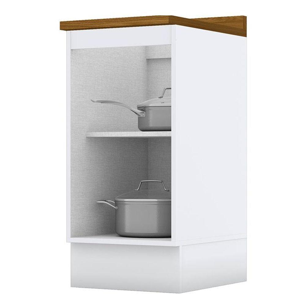 Balcão Com Tampo Nature E Armário 40cm Com Armário 1 Porta 80cm Americana Branco Hp - Henn - 5
