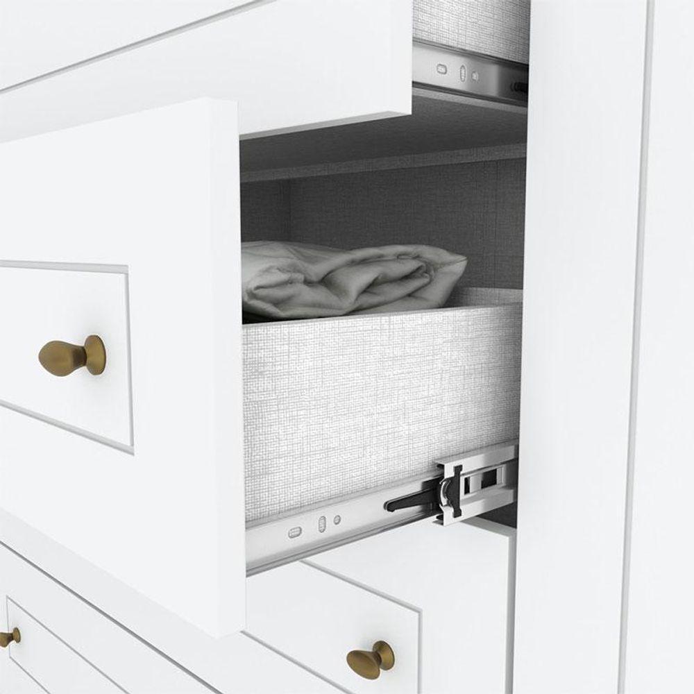 Berço Multifuncional Atlanta E Guarda Roupa 6 Portas Americano Ambiente Branco Fosco Henn - Reller - 8