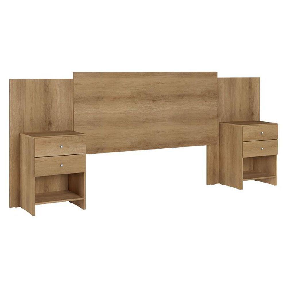 Cabeceira Casal Com Mesas De Cabeceira Formosa Capuccino Acetinado - Thb - 1