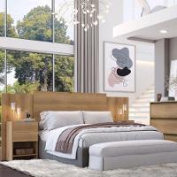 Cabeceira Casal Com Mesas De Cabeceira Formosa Capuccino Acetinado - Thb - 2