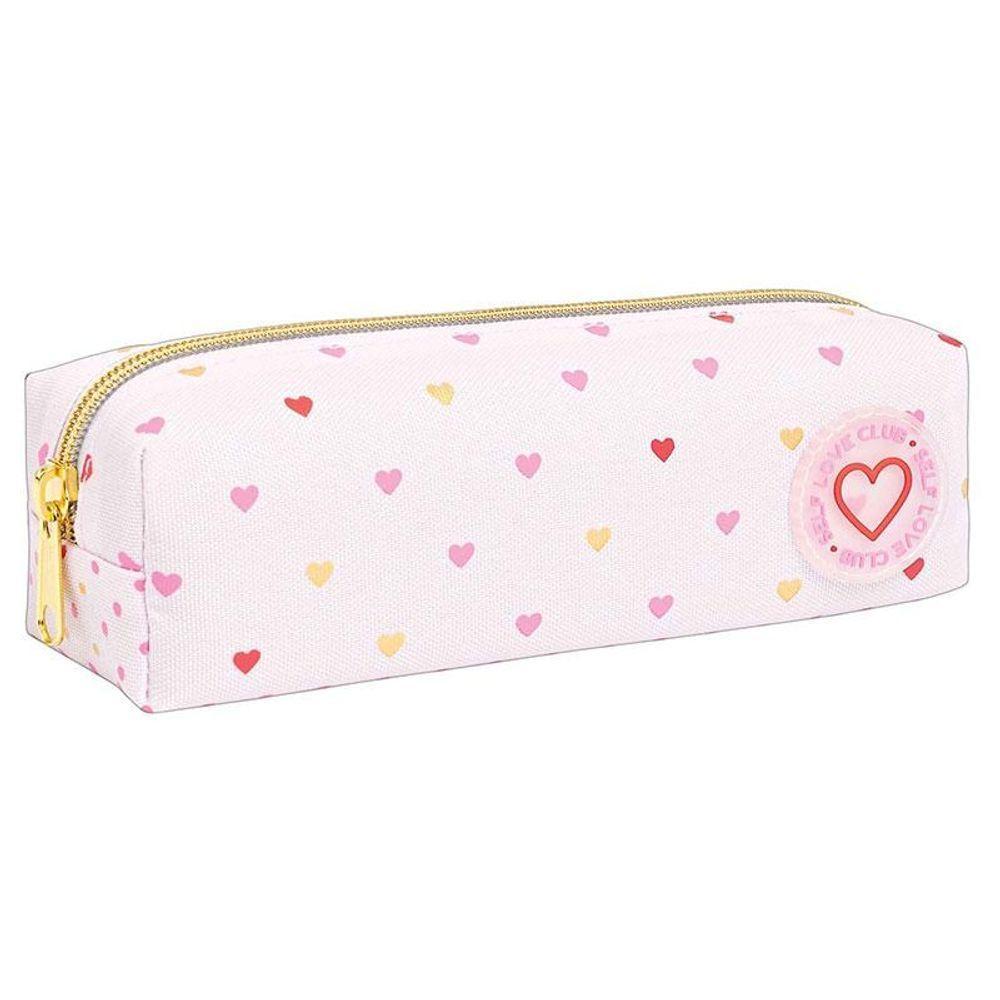 Estojo Escolar Infantil Académie Coração Metalizado Rosa - Tilibra - 1