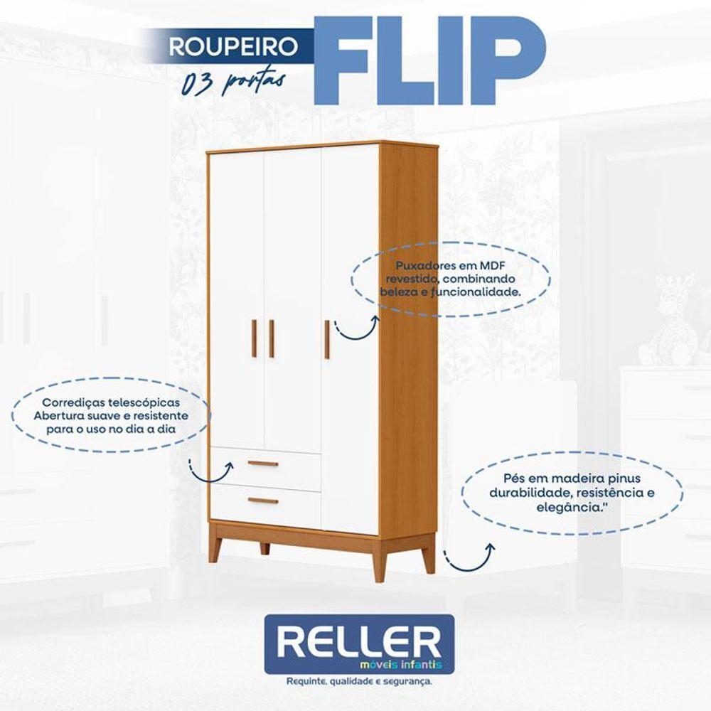 Quarto De Bebê Flip Branco Acetinado Savana Com Colchão Ortobom - Reller - 2