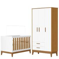 Guarda Roupa Infantil Flip 3 Portas Com Berço Americano Flip Branco Acetinado Savana - Reller - 1
