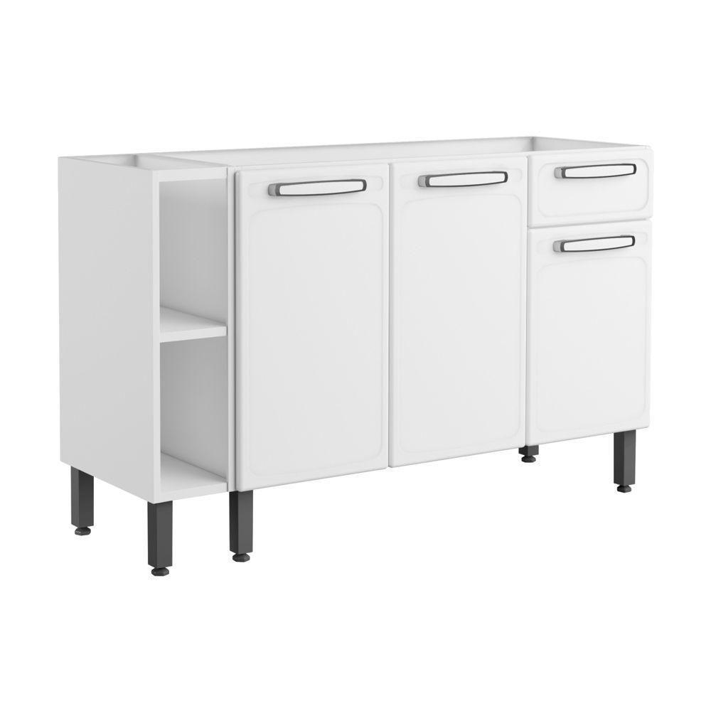 Balcão De Aço 3 Portas 1 Gaveta 2 Nichos Branco Bertolini Branco - 1