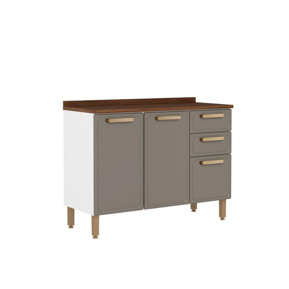 Balcão Cozinha Aço C/ Tampo 3 Ptas 2 Gav Essência Bertolini Pecan - 1