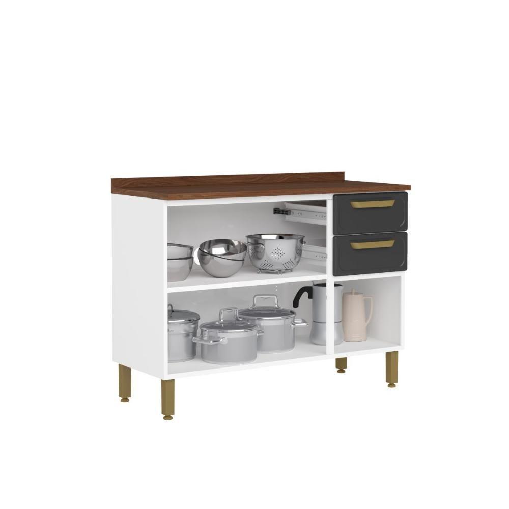 Balcão Cozinha Aço C/ Tampo 3 Ptas 2 Gav Essência Bertolini Pecan - 2