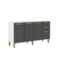 Balcão De Cozinha Em Aço 160cm 4 Ptas 2 Gav Bella Bertolini - Grafite/branco Grafite/branco - 1