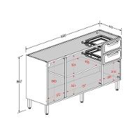 Balcão De Cozinha Em Aço 160cm 4 Ptas 2 Gav Bella Bertolini - Grafite/branco Grafite/branco - 3