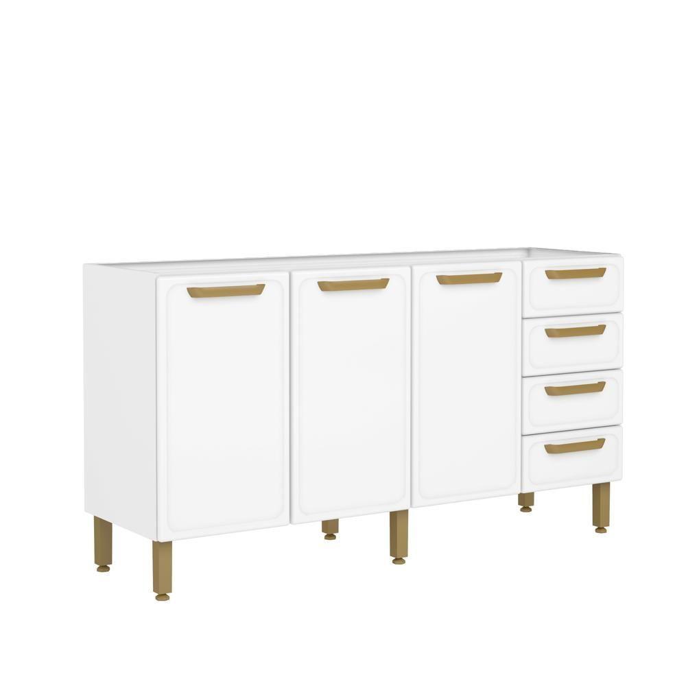 Balcão De Aço 3 Portas 4 Gavetas Branco Bella Bertolini Branco - 1