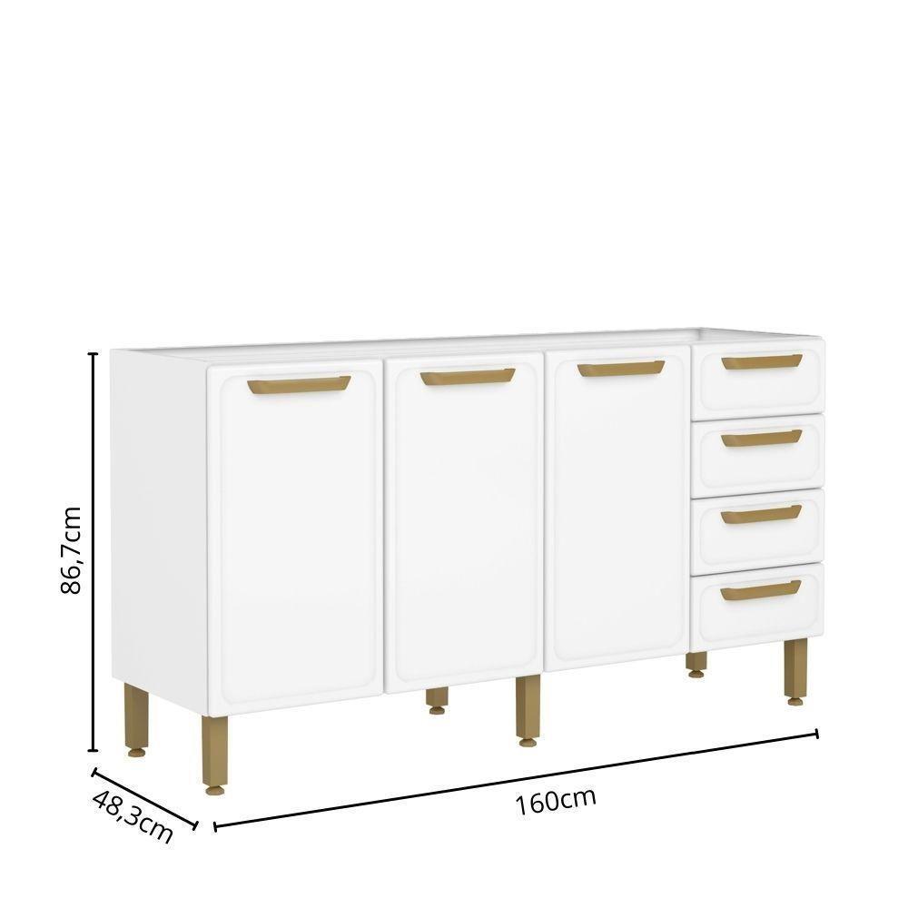 Balcão De Aço 3 Portas 4 Gavetas Branco Bella Bertolini Branco - 2