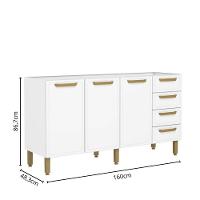 Balcão De Aço 3 Portas 4 Gavetas Branco Bella Bertolini Branco - 2