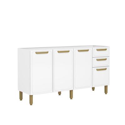 Balcão De Cozinha Em Aço 160cm 4 Ptas 2 Gav Bella Bertolini Branco