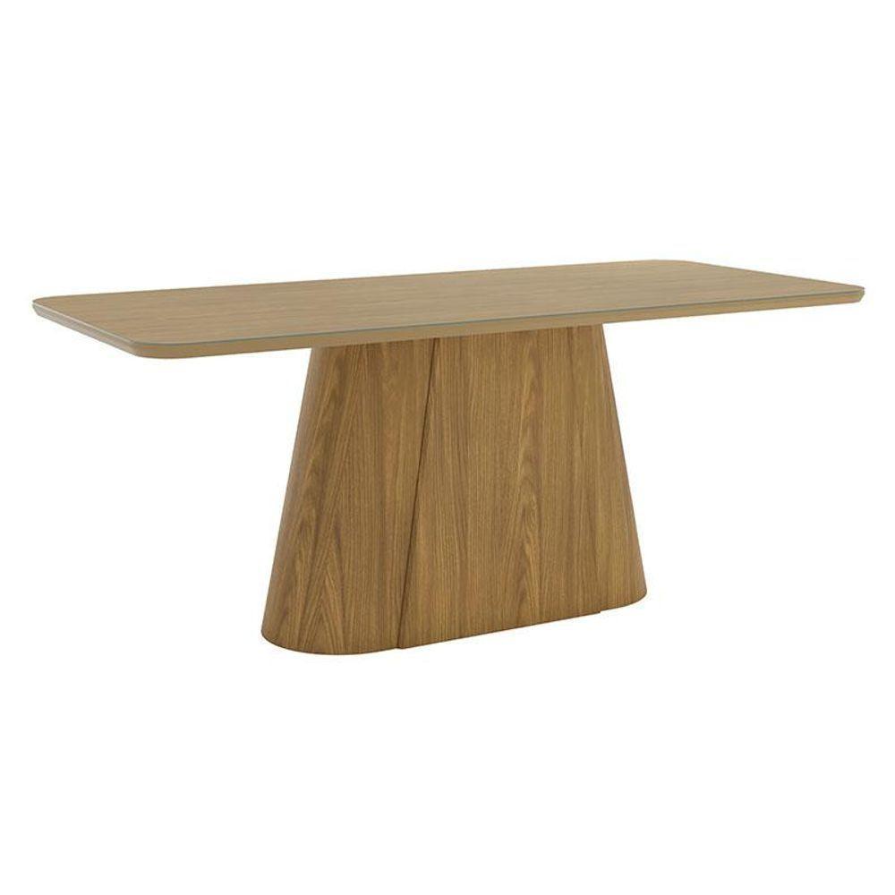 Mesa De Jantar Olivia 200 Cm Canto Arredondado Com Vidro Nature - Henn - 1