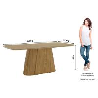 Mesa De Jantar Olivia 200 Cm Canto Arredondado Com Vidro Nature - Henn - 2