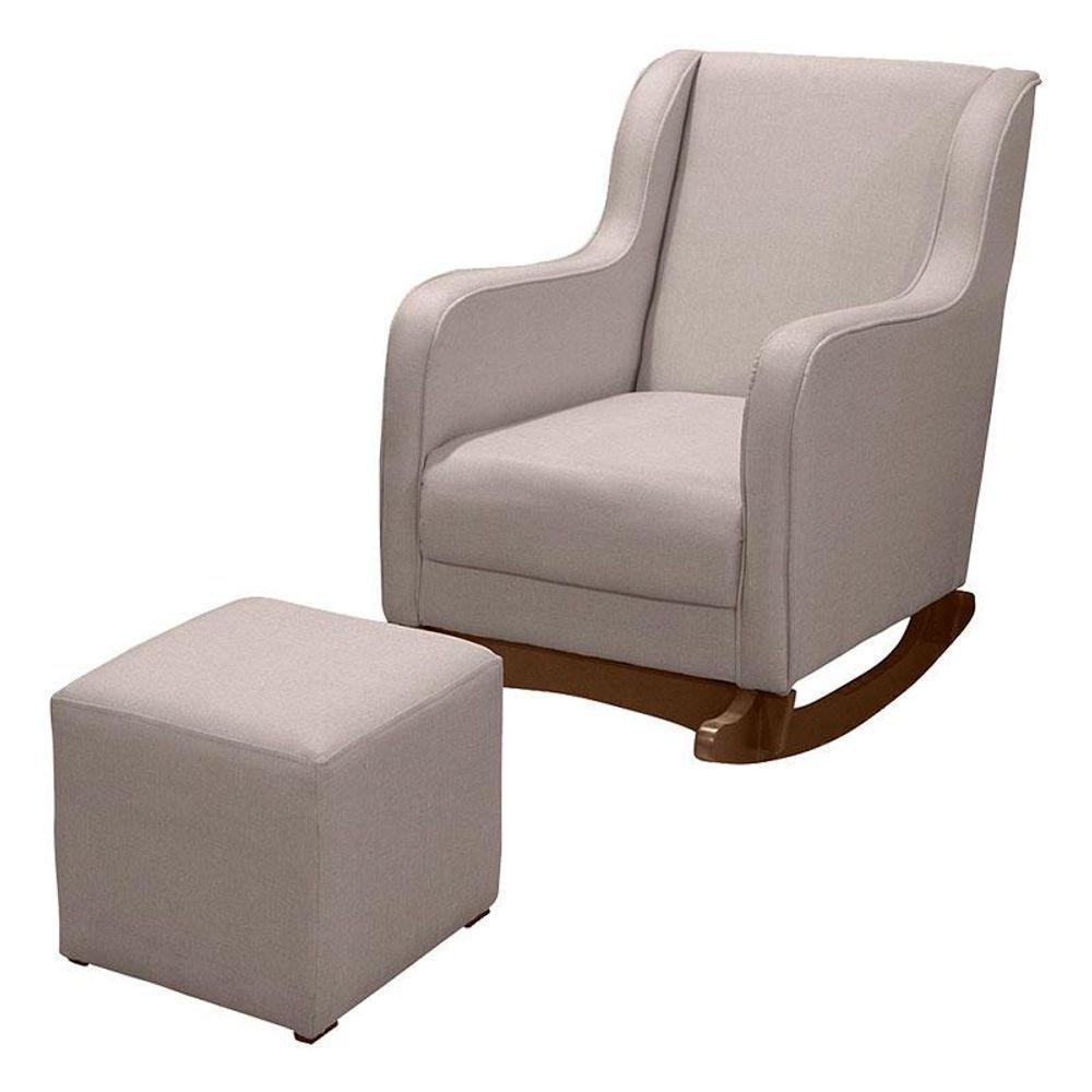 Poltrona Amamentação Aquila Plus Com Puff Linho Bege - Fratello - 1