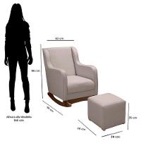 Poltrona Amamentação Aquila Plus Com Puff Linho Bege - Fratello - 5