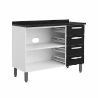 Balcão De Aço 3 Portas 4 Gav Preto Branco Evidence Bertolini Branco/preto - 3