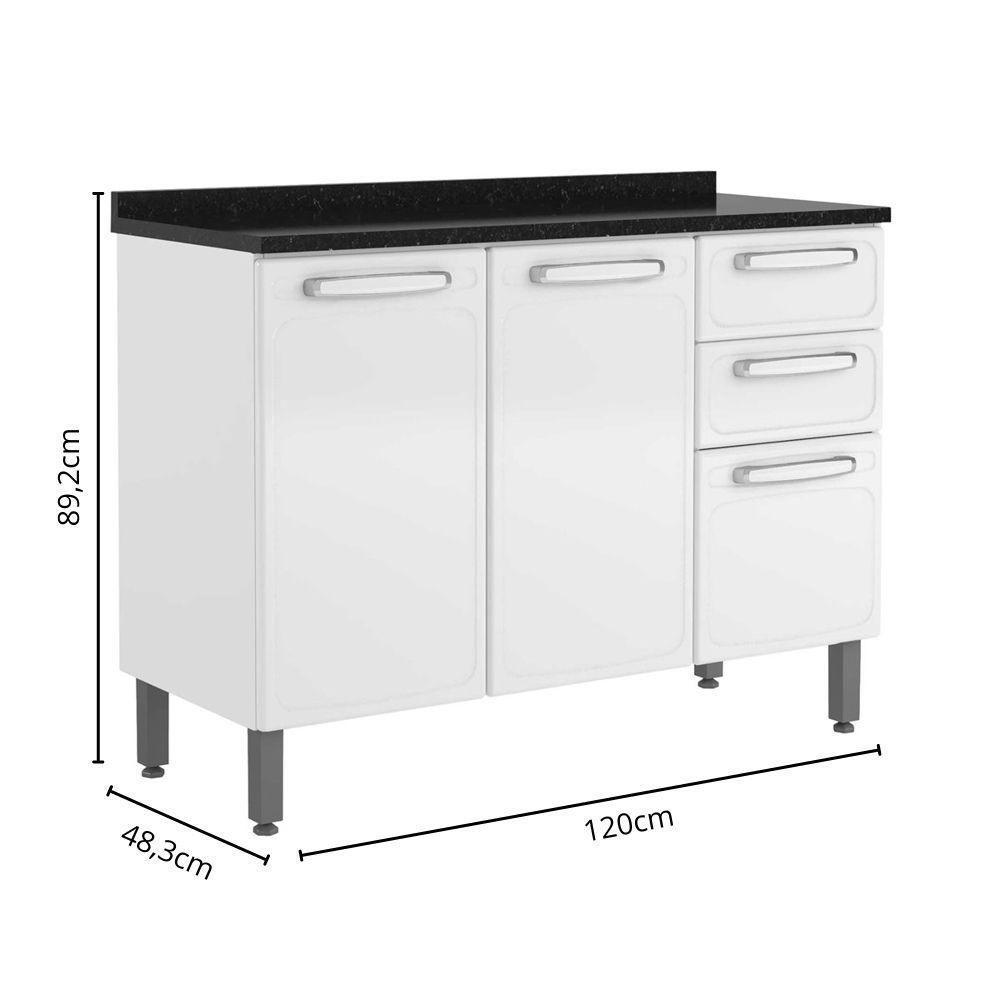 Balcão De Aço Tampo 3 Portas 2gav Branco Evidence Bertolini Branco - 2