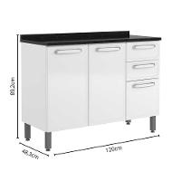 Balcão De Aço Tampo 3 Portas 2gav Branco Evidence Bertolini Branco - 2