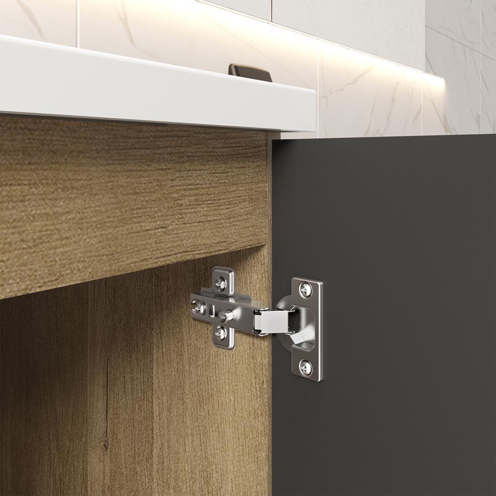 Balcão Para Banheiro Com Pia E 2 Portas Grafite Bertolini Grafite/carvalho - 4