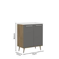 Balcão Para Banheiro Com Pia E 2 Portas Grafite Bertolini Grafite/carvalho - 3