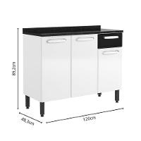 Balcão De Aço 3 Portas 1 Gav Preto Branco Evidence Bertolini Branco/preto - 2