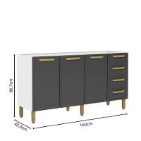 Balcão De Aço 3 Portas 4 Gavetas Grafite Bella Bertolini Grafite/branco - 2