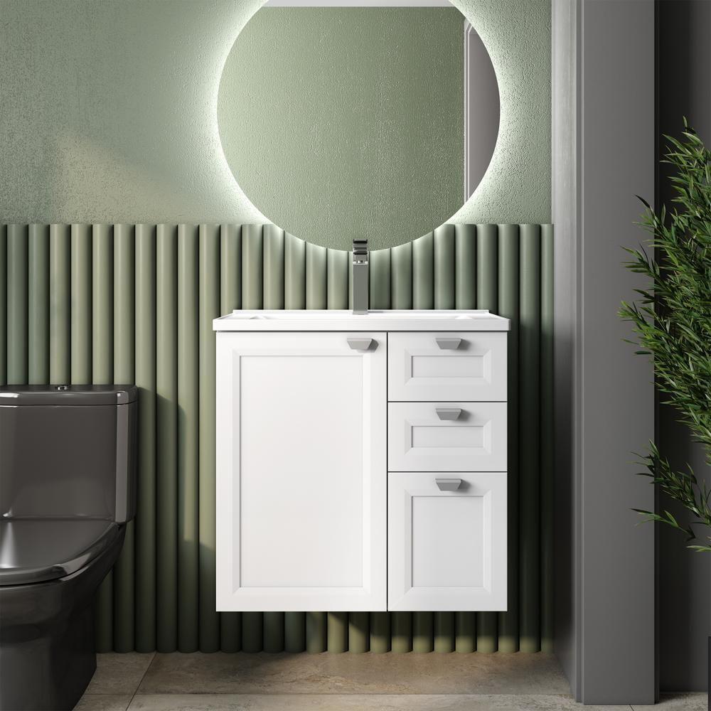 Balcão Banheiro Com Pia 2 Portas 2 Gavetas Branco Bertolini Branco - 1