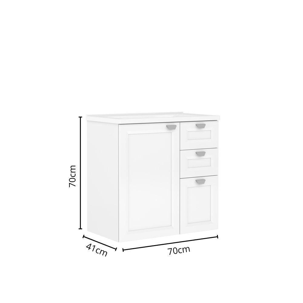 Balcão Banheiro Com Pia 2 Portas 2 Gavetas Branco Bertolini Branco - 3