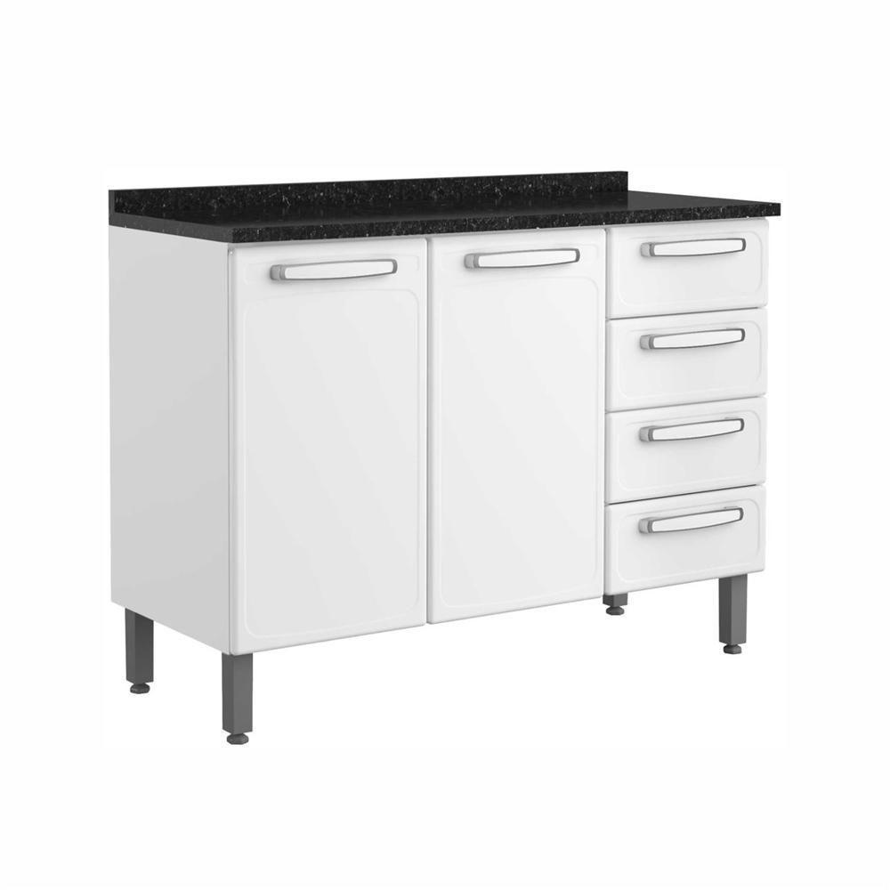 Balcão De Aço Tampo 3 Portas 4 Gav Branco Evidence Bertolini Branco - 1