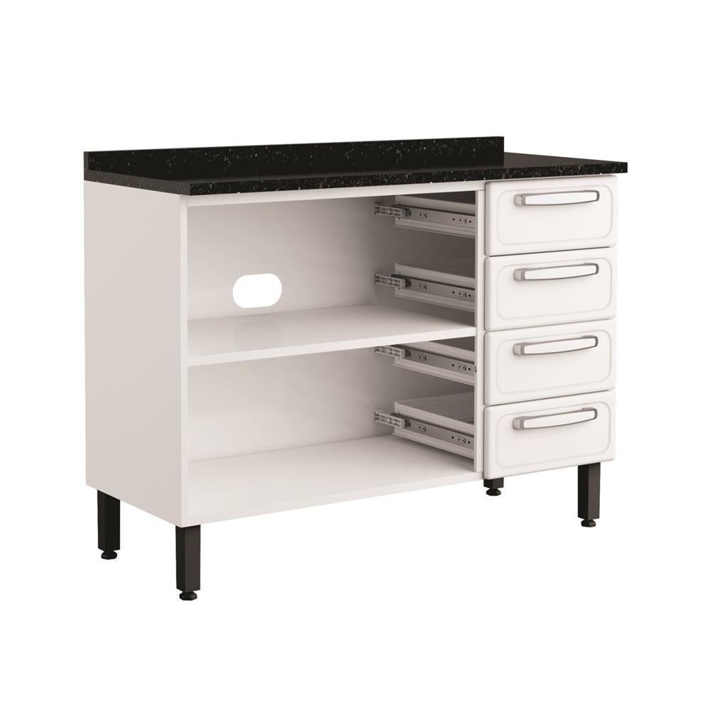 Balcão De Aço Tampo 3 Portas 4 Gav Branco Evidence Bertolini Branco - 2