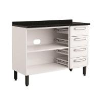 Balcão De Aço Tampo 3 Portas 4 Gav Branco Evidence Bertolini Branco - 2