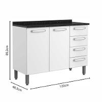 Balcão De Aço Tampo 3 Portas 4 Gav Branco Evidence Bertolini Branco