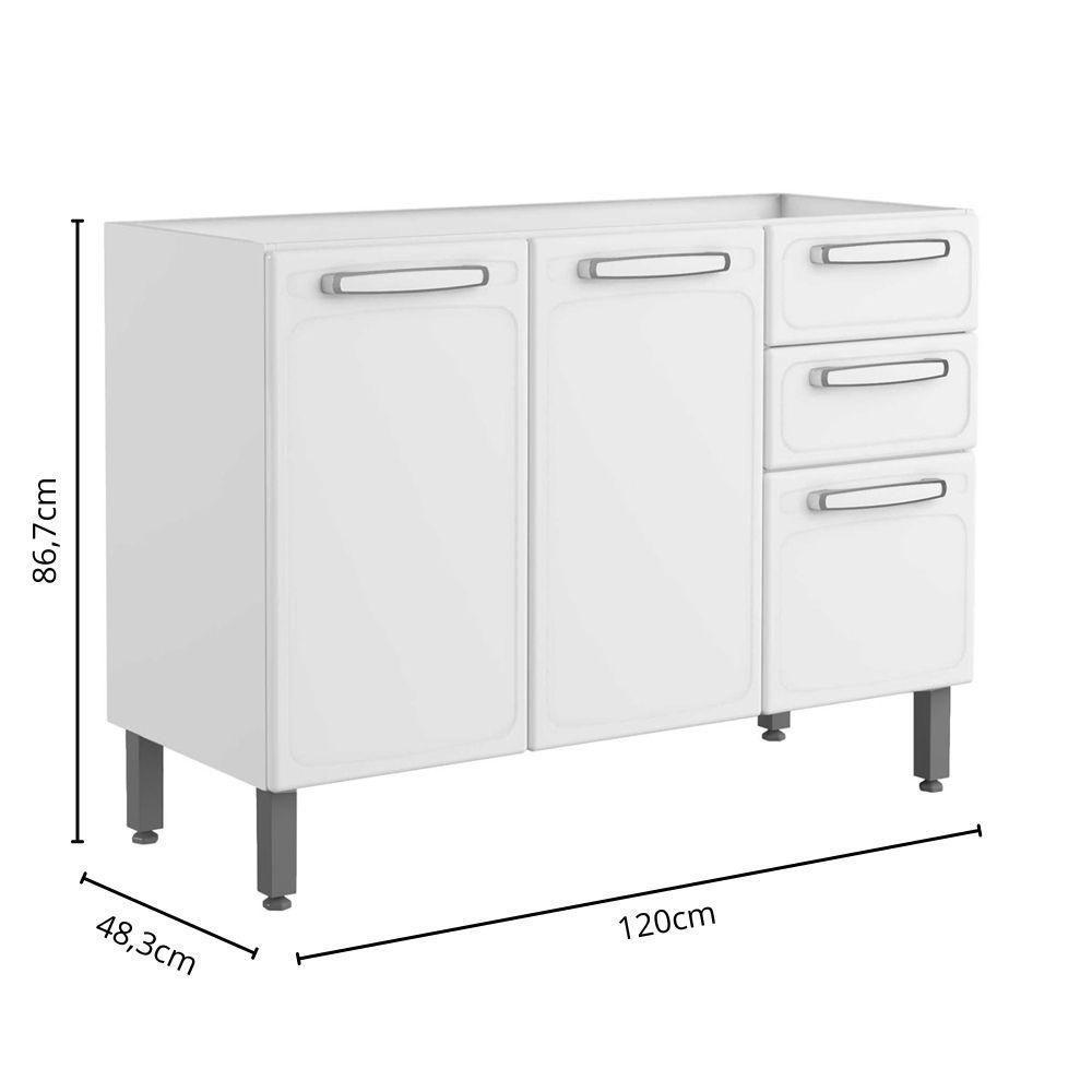 Balcão De Aço 3 Portas 2 Gavetas Branco Evidence Bertolini Branco - 4