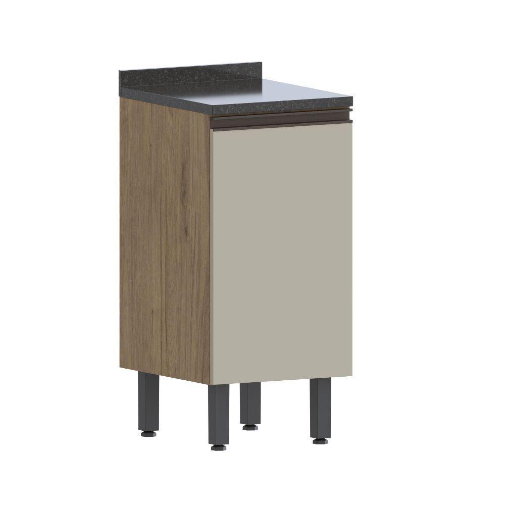 Balcão De Madeira Com Tampo 1 Porta Areia Moderna Bertolini Areia/carvalho - 1