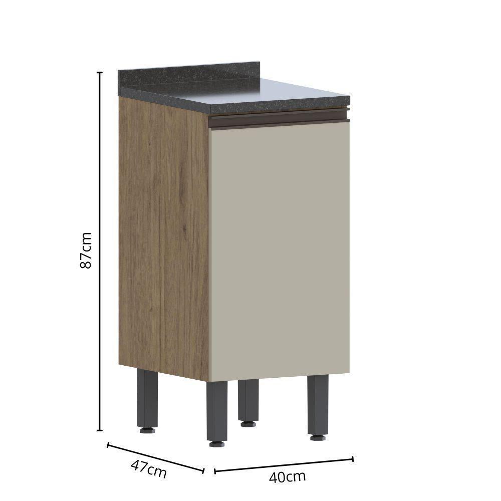 Balcão De Madeira Com Tampo 1 Porta Areia Moderna Bertolini Areia/carvalho - 2