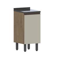 Balcão De Madeira Com Tampo 1 Porta Areia Moderna Bertolini Areia/carvalho - 1