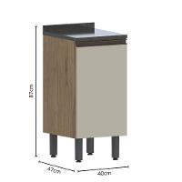 Balcão De Madeira Com Tampo 1 Porta Areia Moderna Bertolini Areia/carvalho - 2