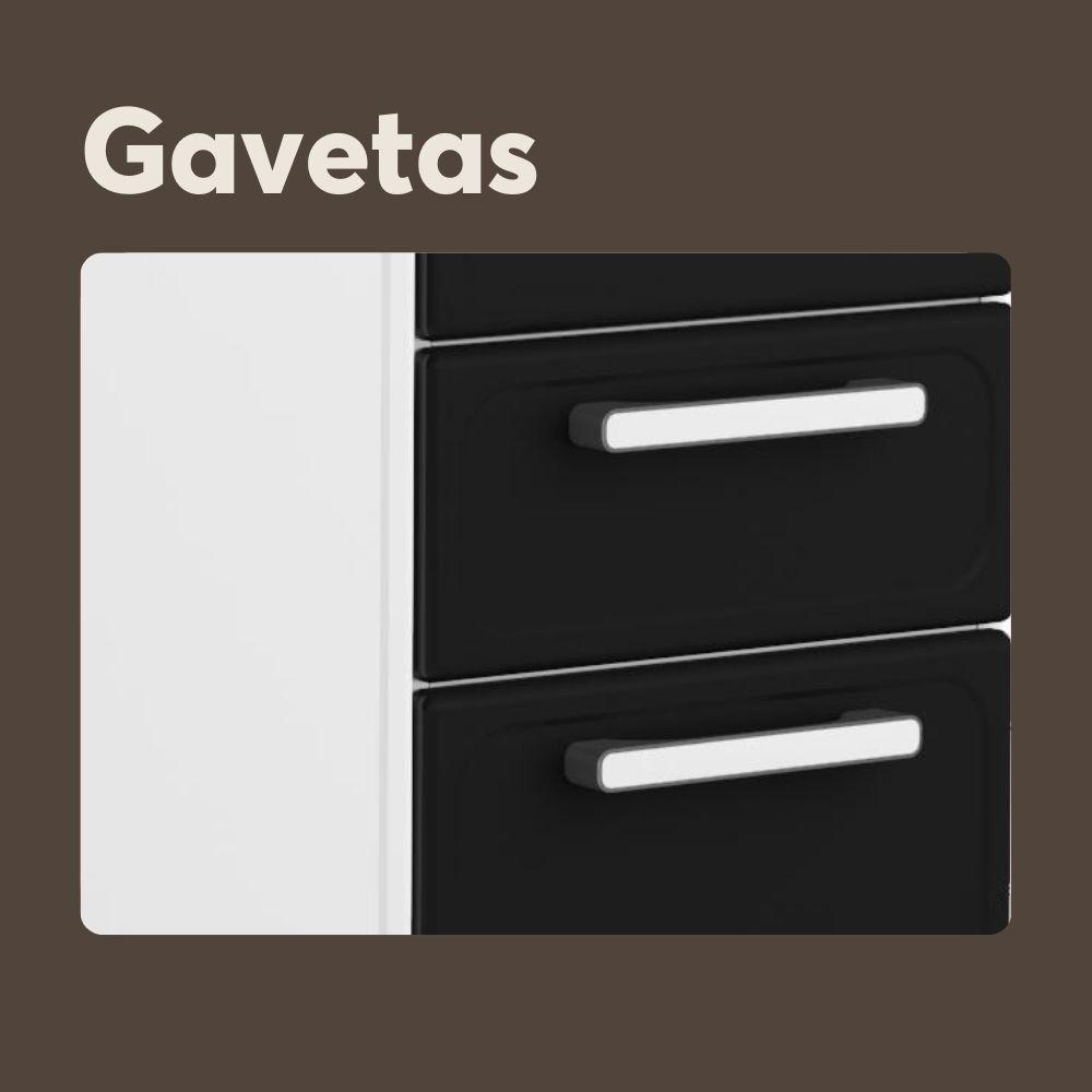 Balcão De Aço Tampo 3 Portas 4gavetas Preto Branco Bertolini Branco/preto - 5