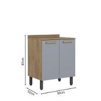 Balcão Pequeno Com Tampo 2 Portas Grey Sky Axé Bertolini Cinza/carvalho - 2