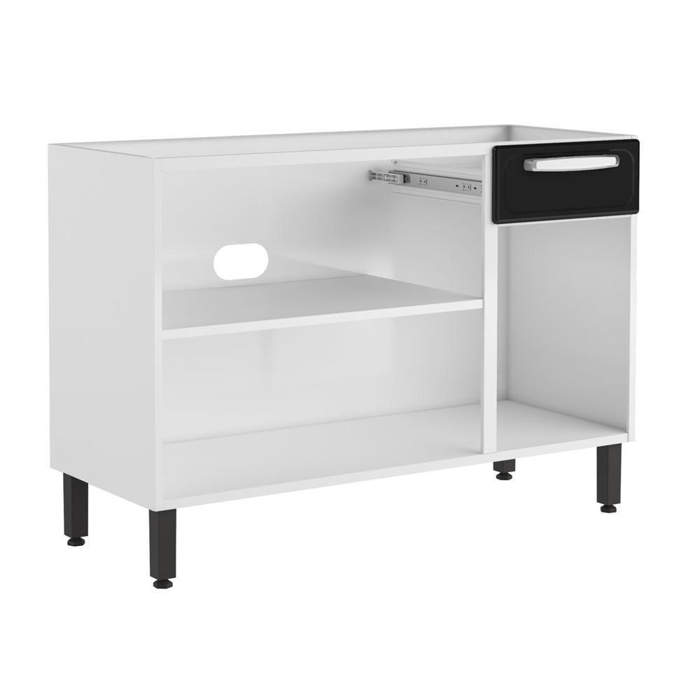 Balcão De Aço 3 Portas 1 Gaveta Preto Evidence Bertolini Branco/preto - 3