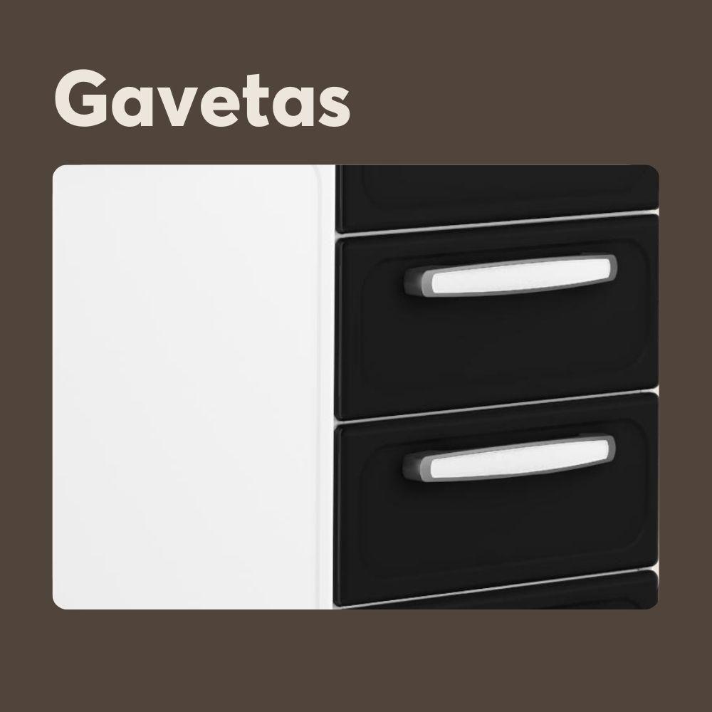 Balcão De Aço 3 Portas 1 Gaveta Preto Evidence Bertolini Branco/preto - 5