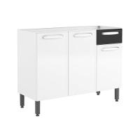 Balcão De Aço 3 Portas 1 Gaveta Preto Evidence Bertolini Branco/preto - 1