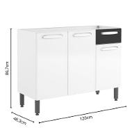 Balcão De Aço 3 Portas 1 Gaveta Preto Evidence Bertolini Branco/preto - 2